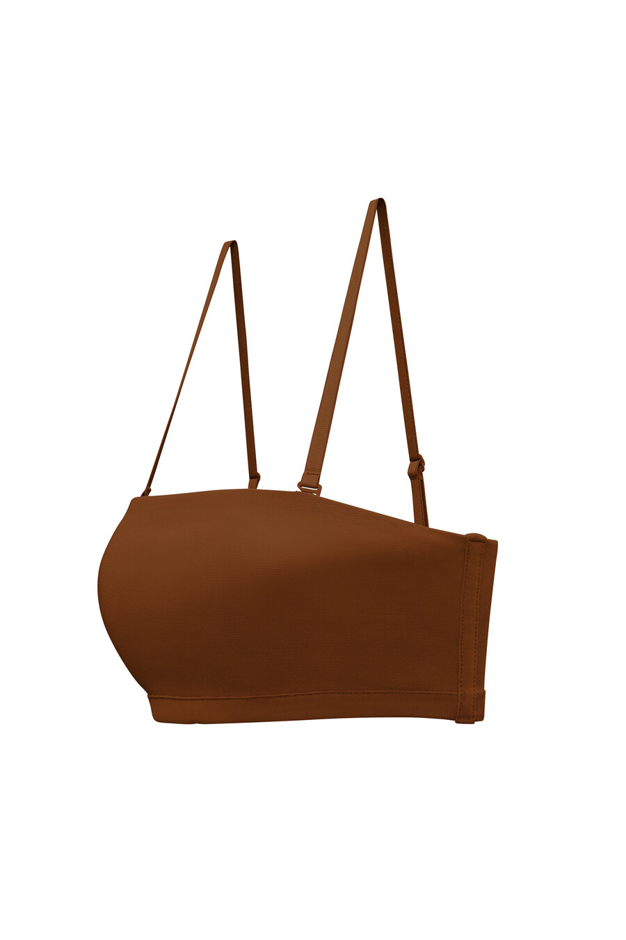 zachte mesh bandeau-bh in kastanjebruin