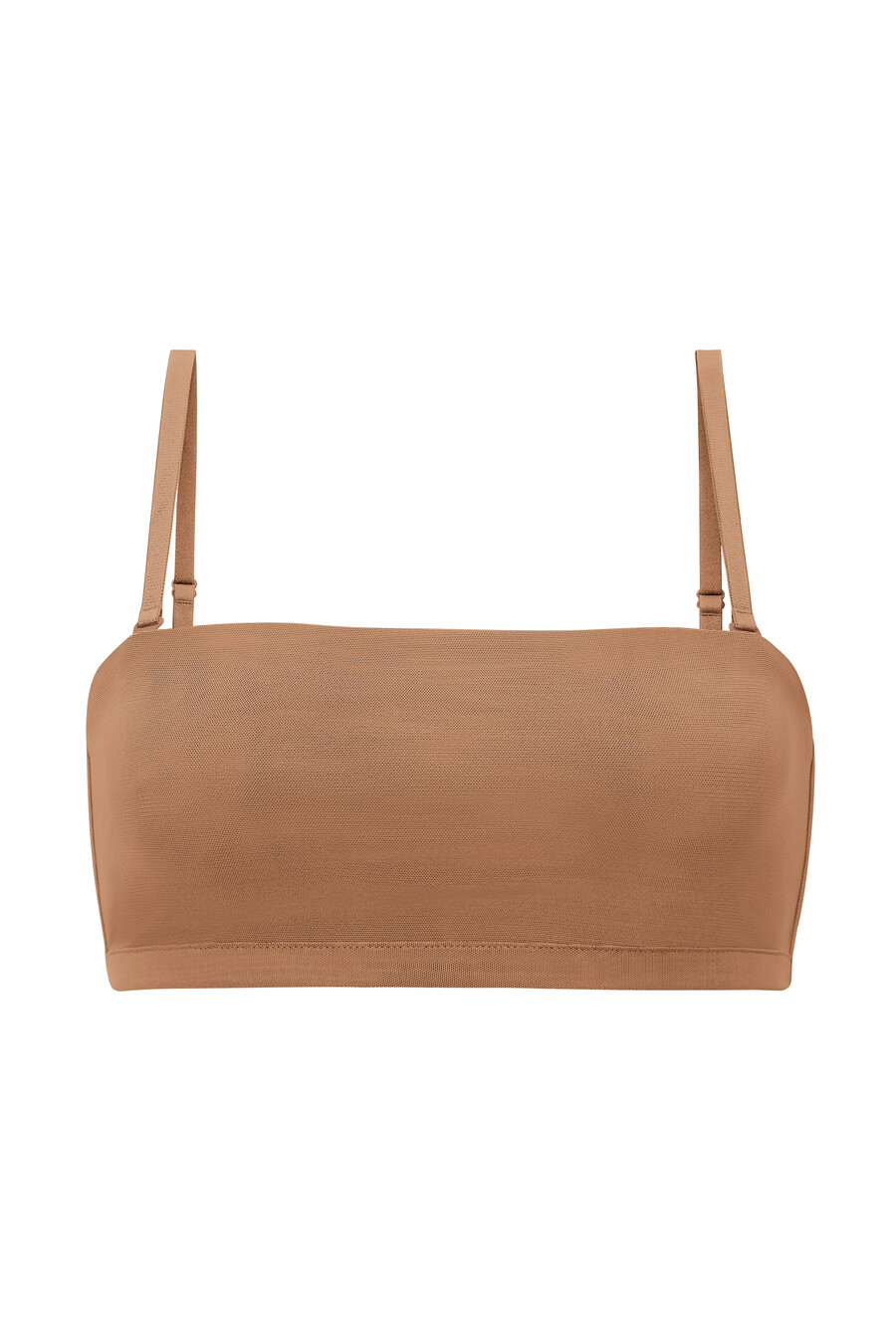 zachte mesh bandeau-bh in honingkleur