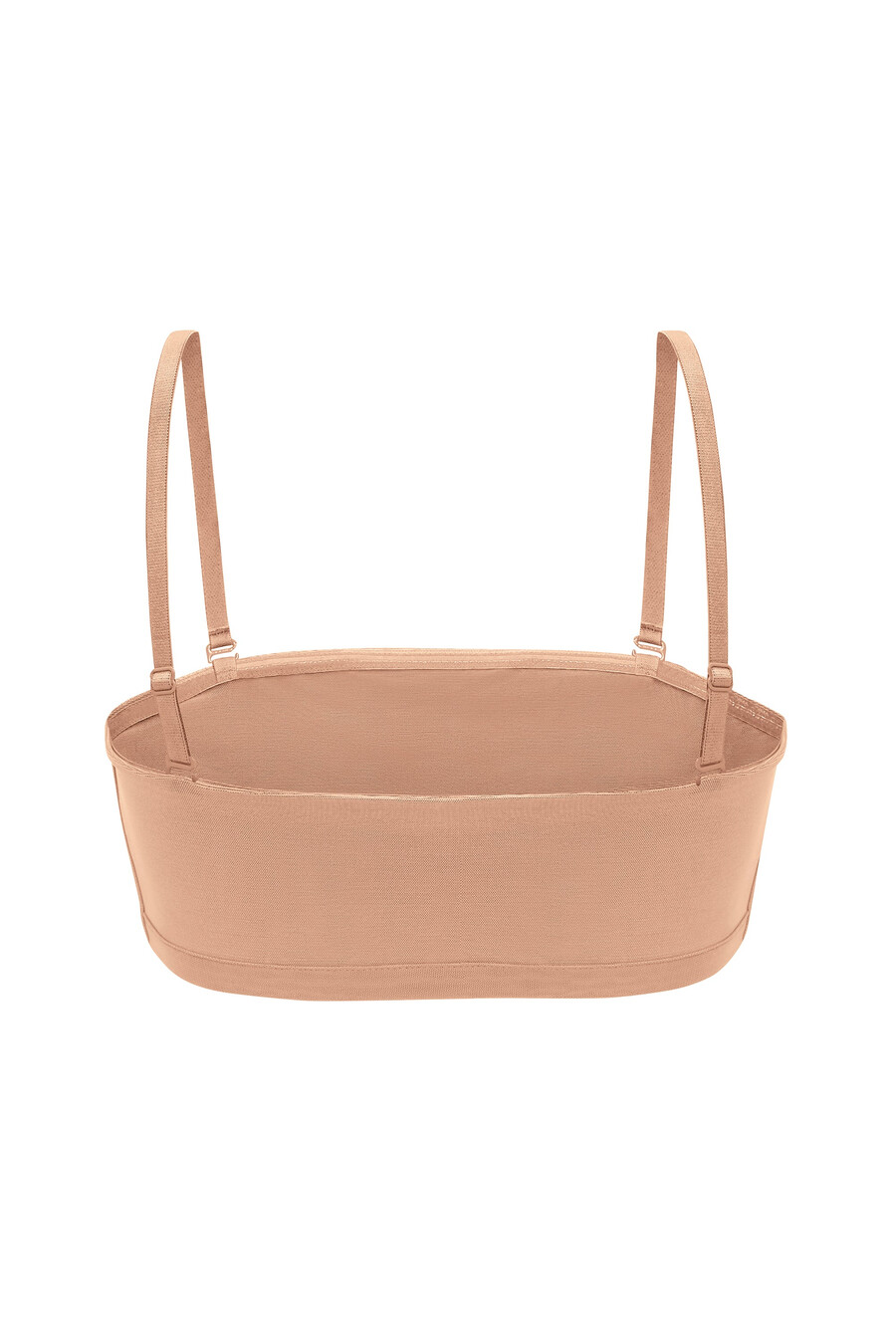 zachte mesh bandeau-bh in warme perzikkleur