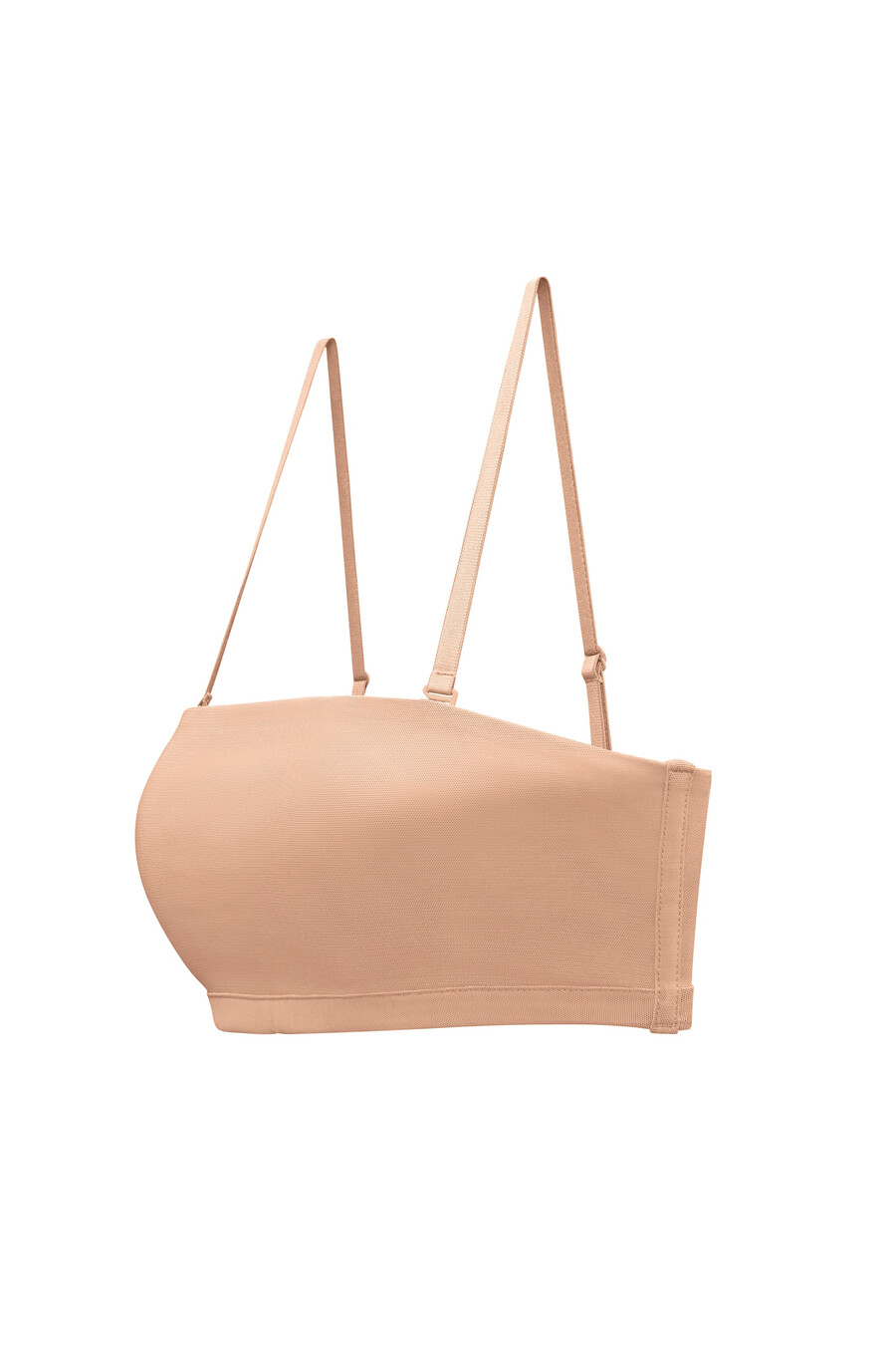 zachte mesh bandeau-bh in warme perzikkleur