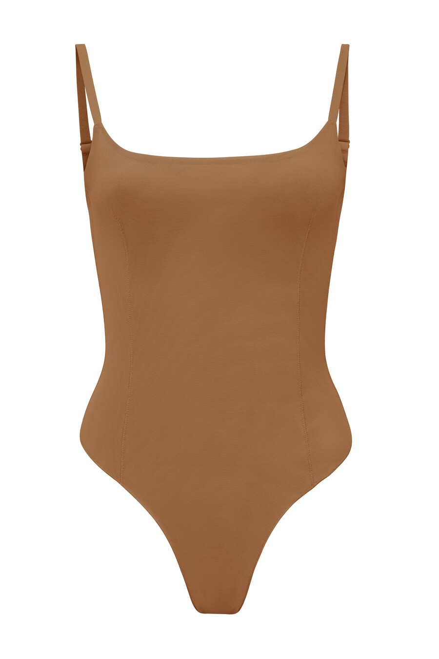 zachte mesh bodysuit in amandelkleur