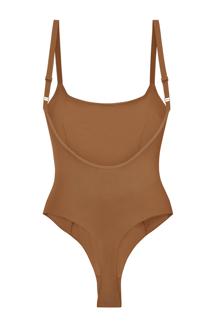 zachte mesh bodysuit in amandelkleur