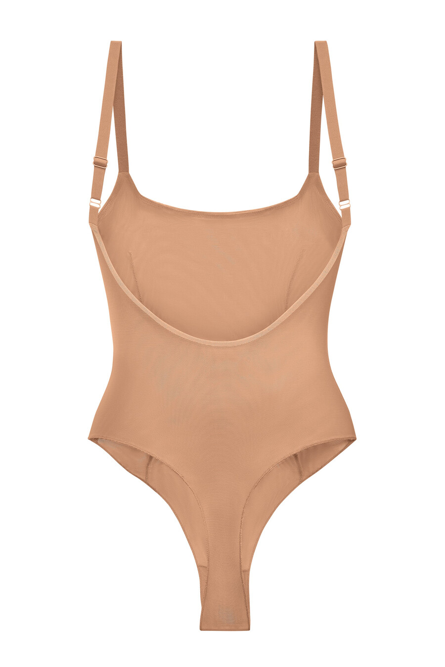 zachte mesh bodysuit in warme perzikkleur