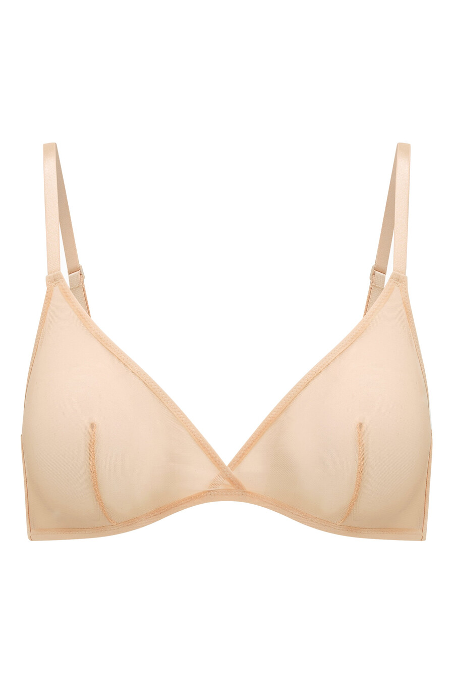 zachte mesh triangelbeha met één laag in beige