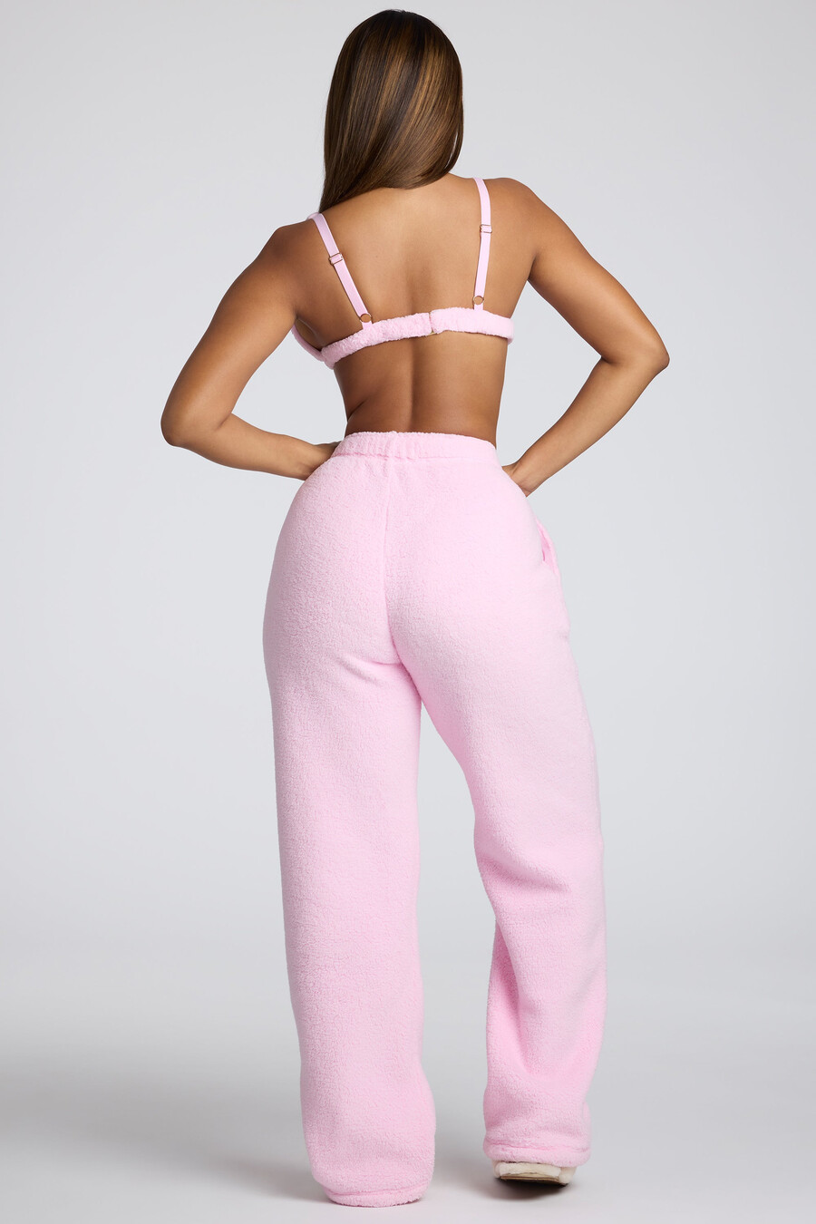 fleece bralette met v-hals in babyroze