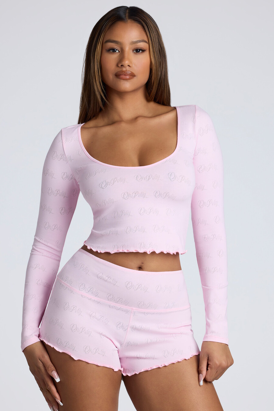 mid-rise pointelle minishorts in babyroze