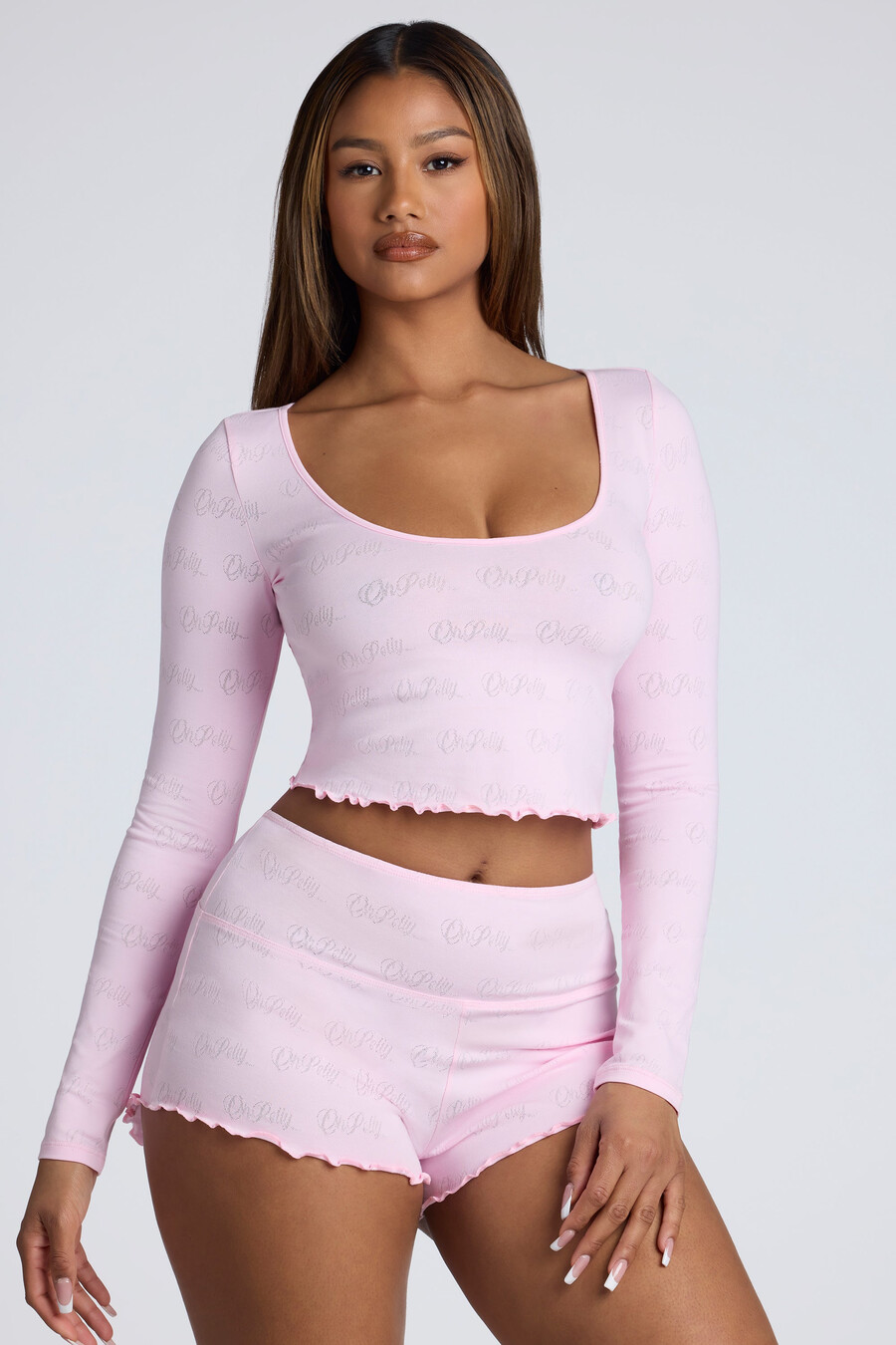 mid-rise pointelle minishorts in babyroze