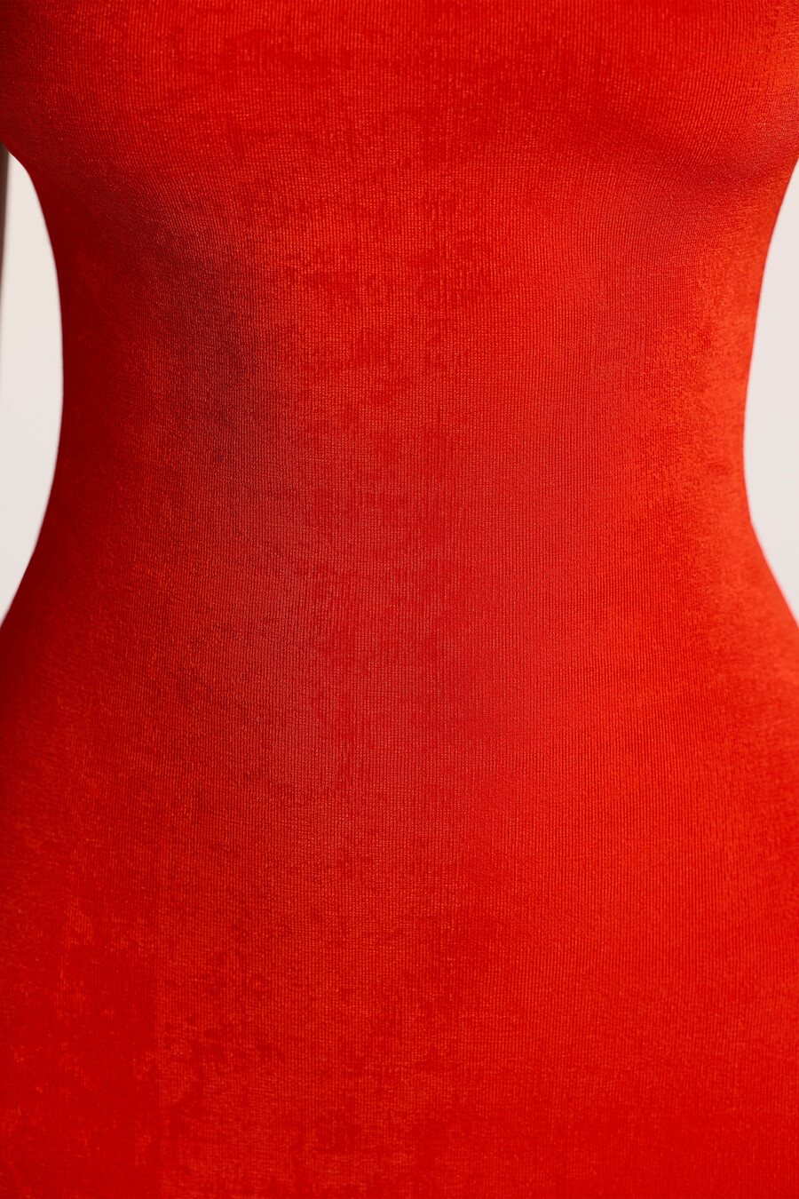 maxi-jurk van gestructureerde jersey met open rug in felrood