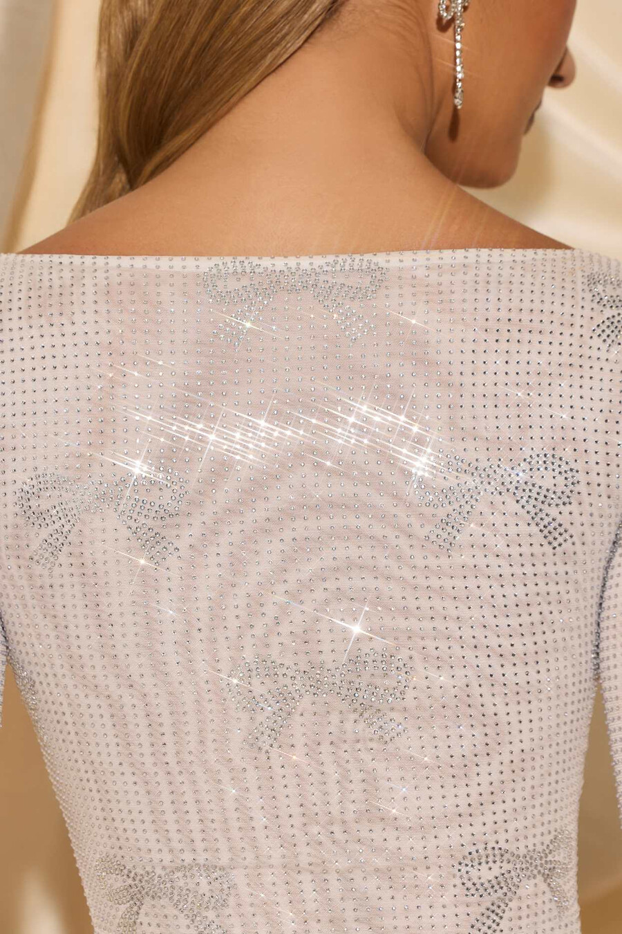 versierde top met strikdetail in ivoor