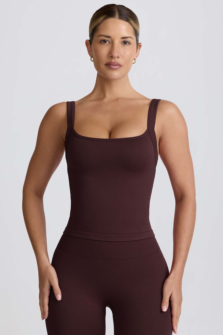 super sculpt seamless longline tanktop in chocoladebruin