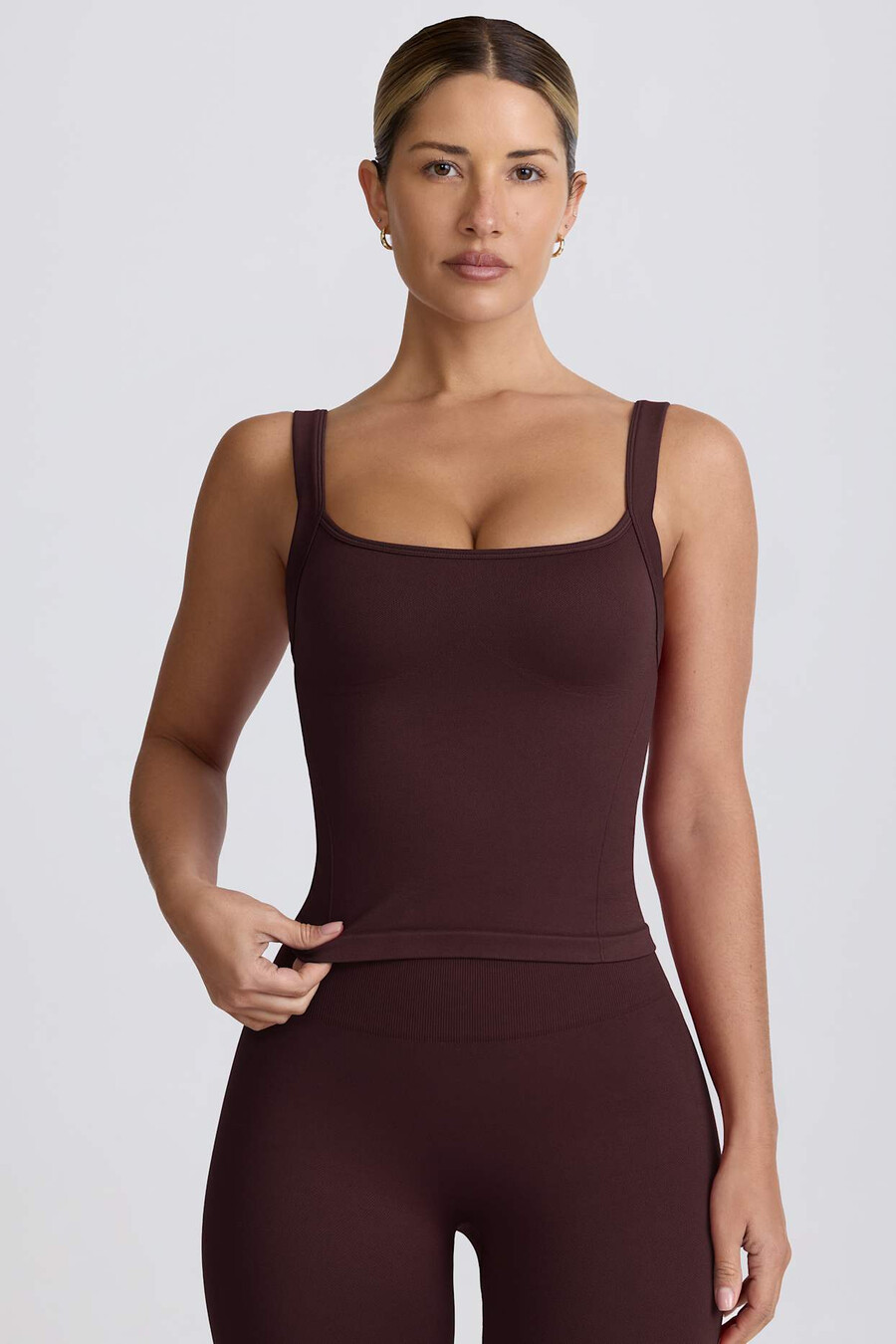 super sculpt seamless longline tanktop in chocoladebruin