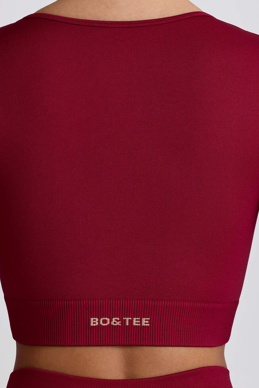 super sculpt naadloze crop top met lange mouwen in bordeauxrood