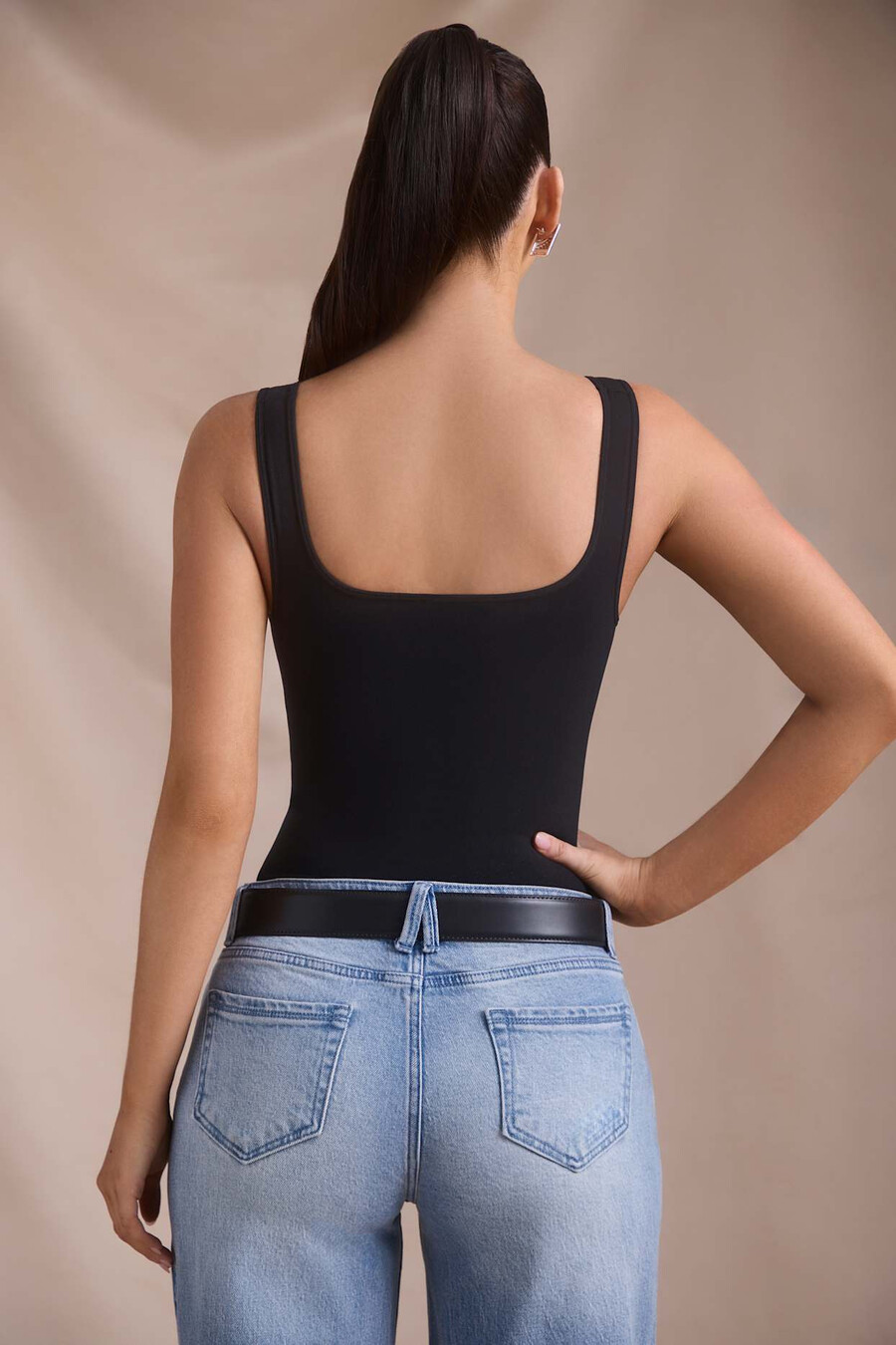 naadloze bodysuit met sweetheart-halslijn in zwart