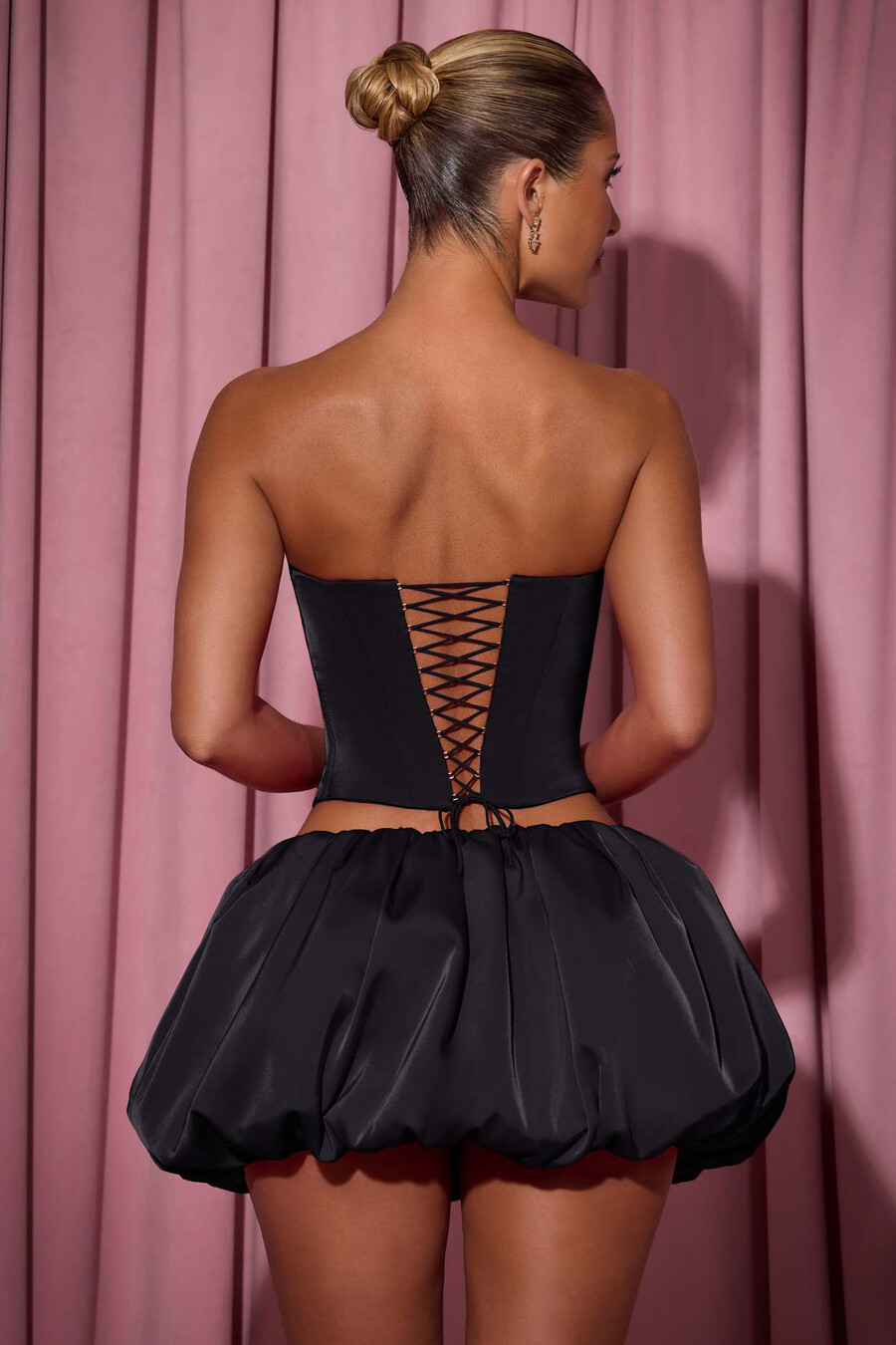 versierde strapless korsettop met hartvormige uitsnijding in zwart