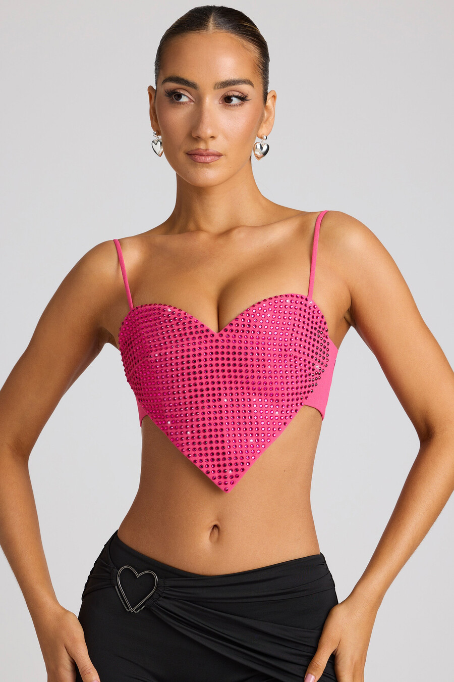 crop top met hartjesdetails in magenta.