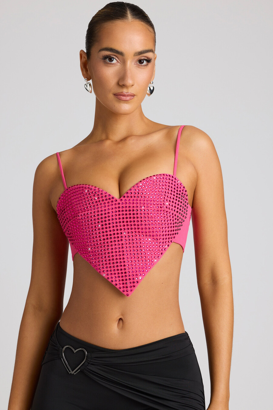 crop top met hartjesdetails in magenta.