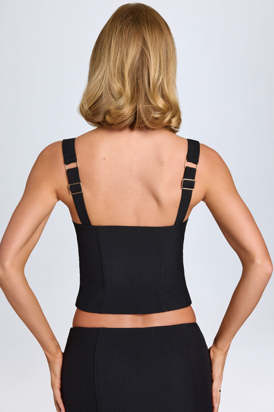 corsettop met haak-en-oogsluiting in zwart
