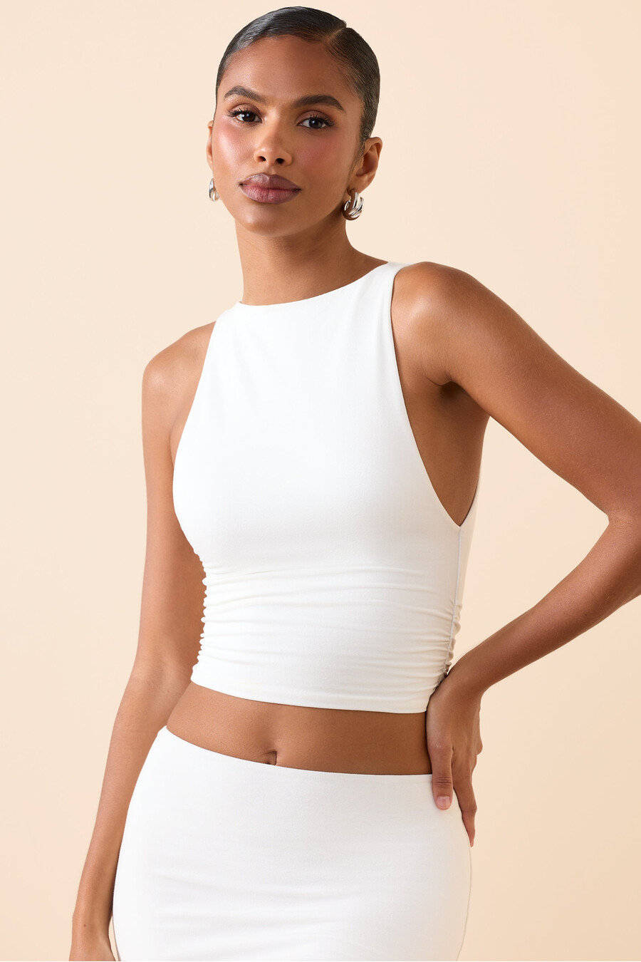 modal tanktop met boothals in wit