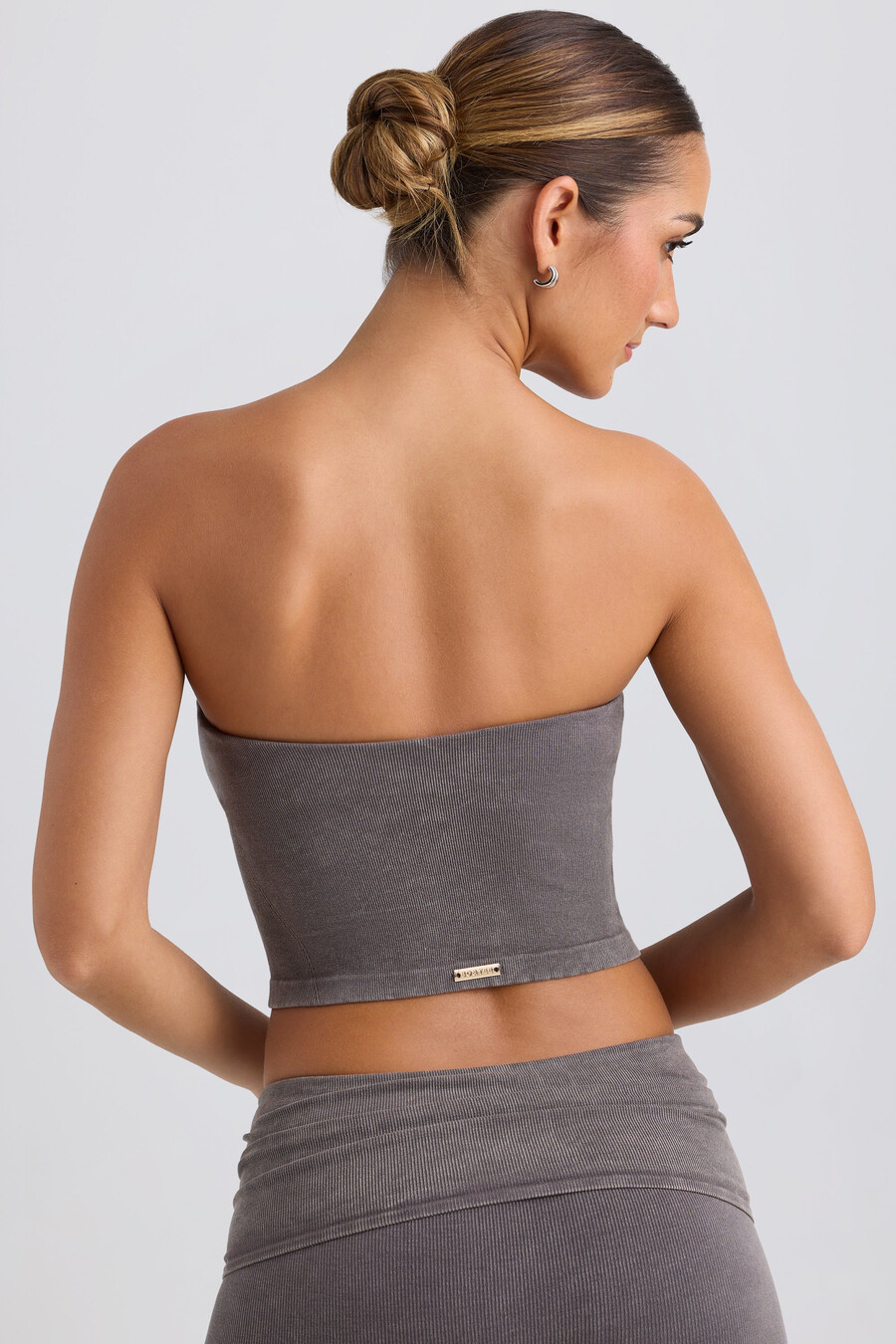 bandeau crop top in gewassen antraciet