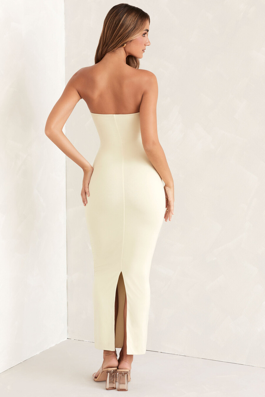 bandeau maxi-jurk in ivoor