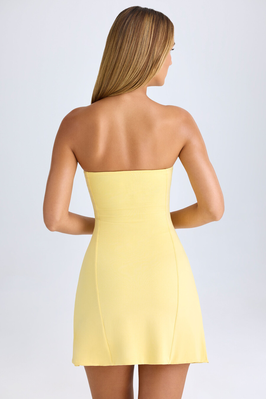modal bandeau minijurk in citroensorbet